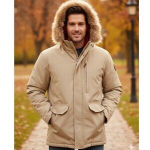 Vtg 70s 80s Woolrich Artic Parker Hooded Coyote Fur Trim Wool Lined Jacket M/L